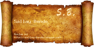 Sallay Bende névjegykártya